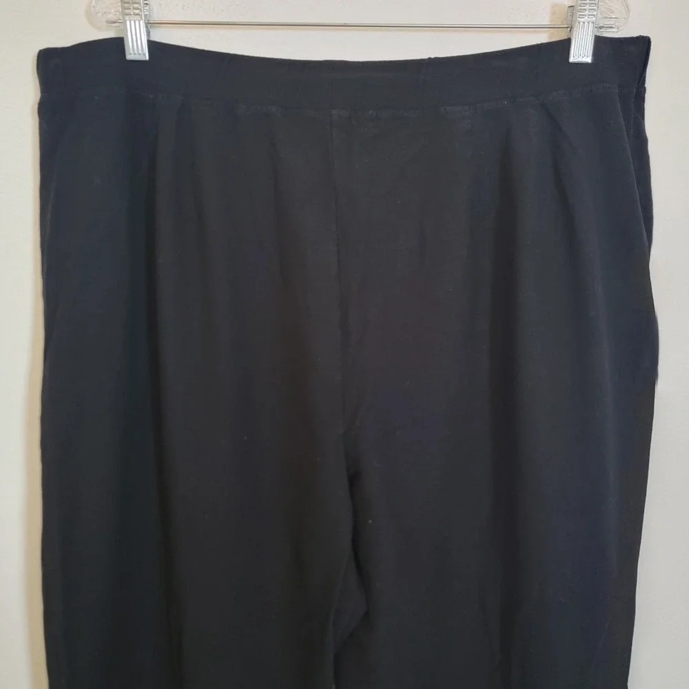 Eileen Fisher Solid Black Elastic Waist Pull On Pant 3X Ponte Minimalist‎ Casual